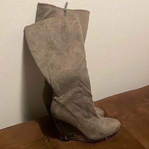 New without tags - gray below the knee wedge boots